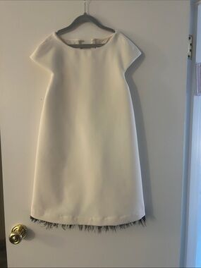 Zara kids Dress with Black Feather Hem size 12